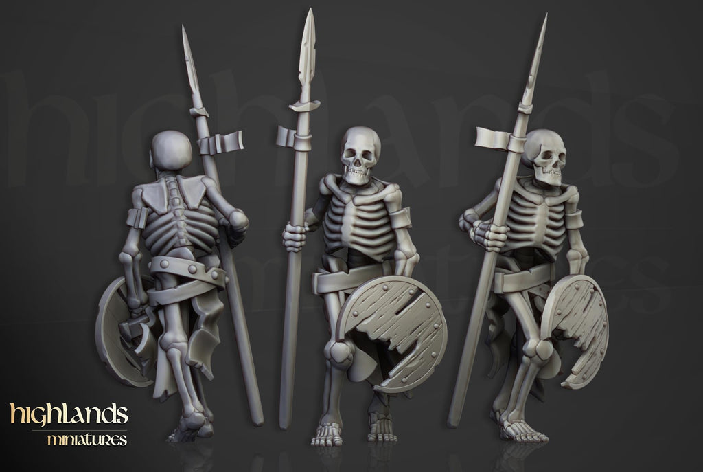 Skeleton Warriors unit spears - in 12k- by Highlands Miniatures