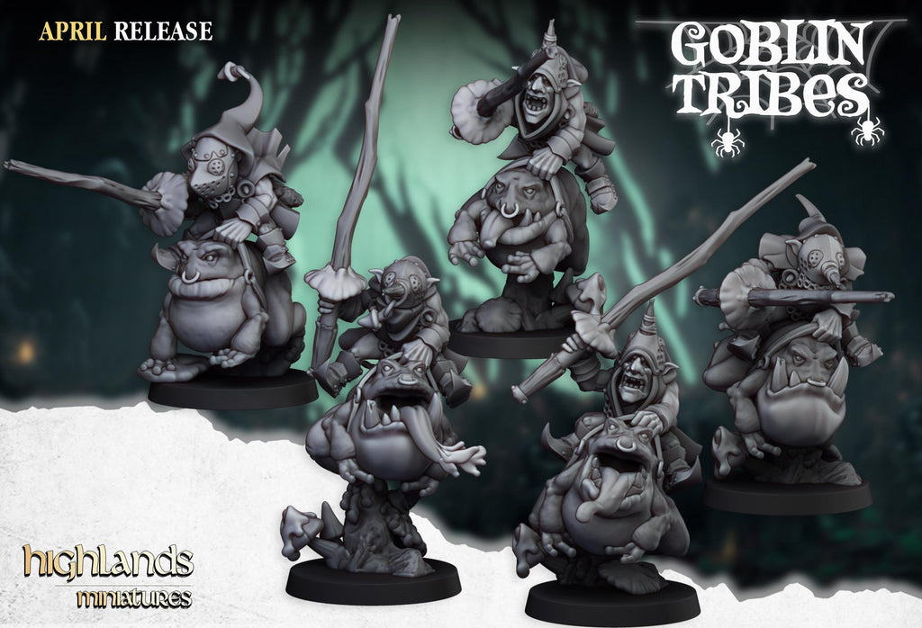 Frog Riders with sticks  - in 12k- by Highlands Miniatures