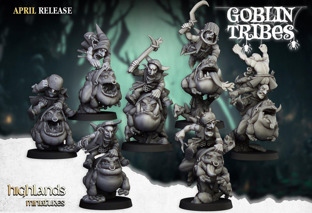 Swamp Goblins Frog Riders  - in 12k- by Highlands Miniatures