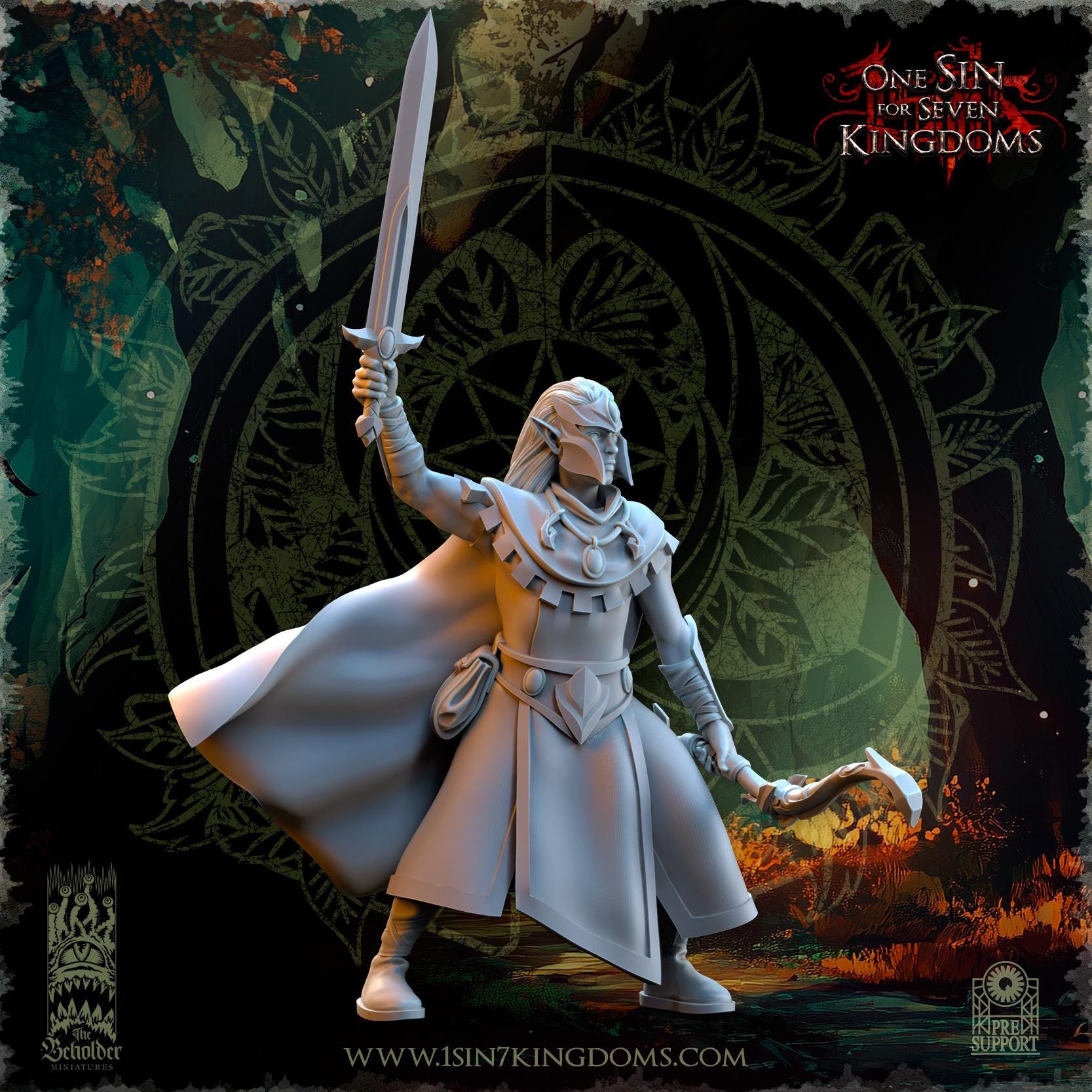 Evergreen Elves Rangers Command Group - in 12k- by Beholder TheBeholderMiniatures