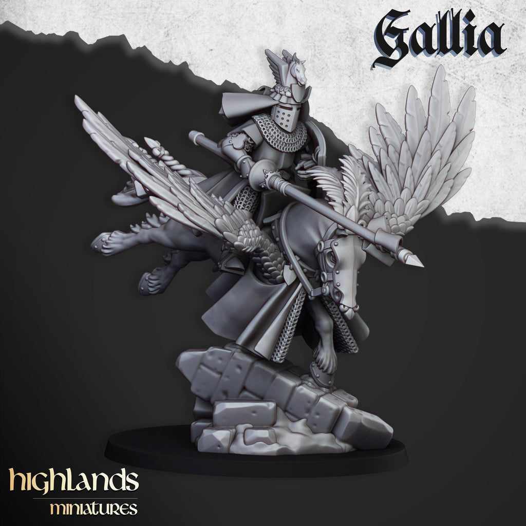 Gallia Knights on Pegasus - in 12k- by Highlands Miniatures