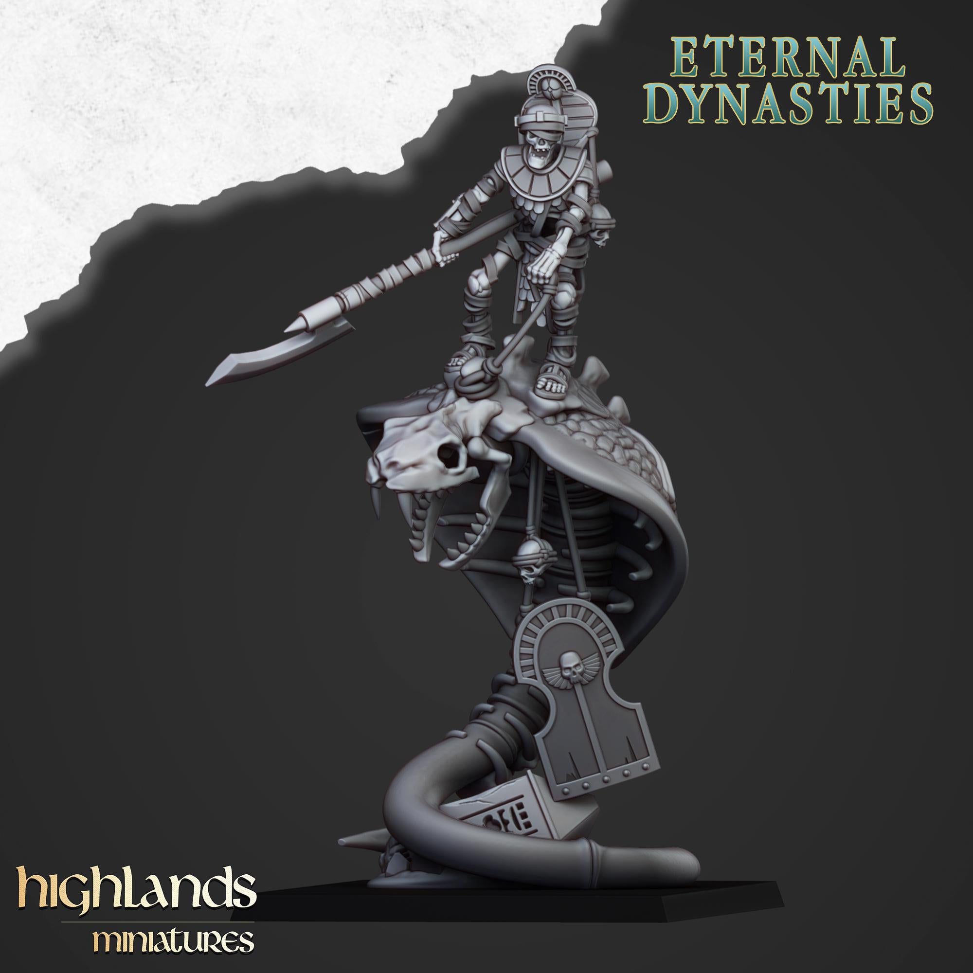 Mounted Ancient Guard on Great Snakes - in 12k- by Highlands Miniatures