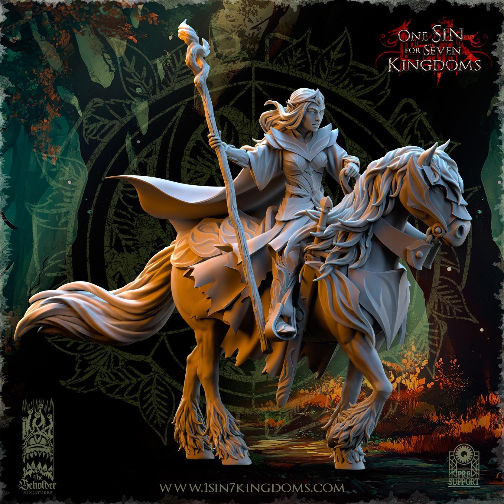 Nuara, Whisper of the Trees on Horseback - in 12k- by TheBeholderMiniatures