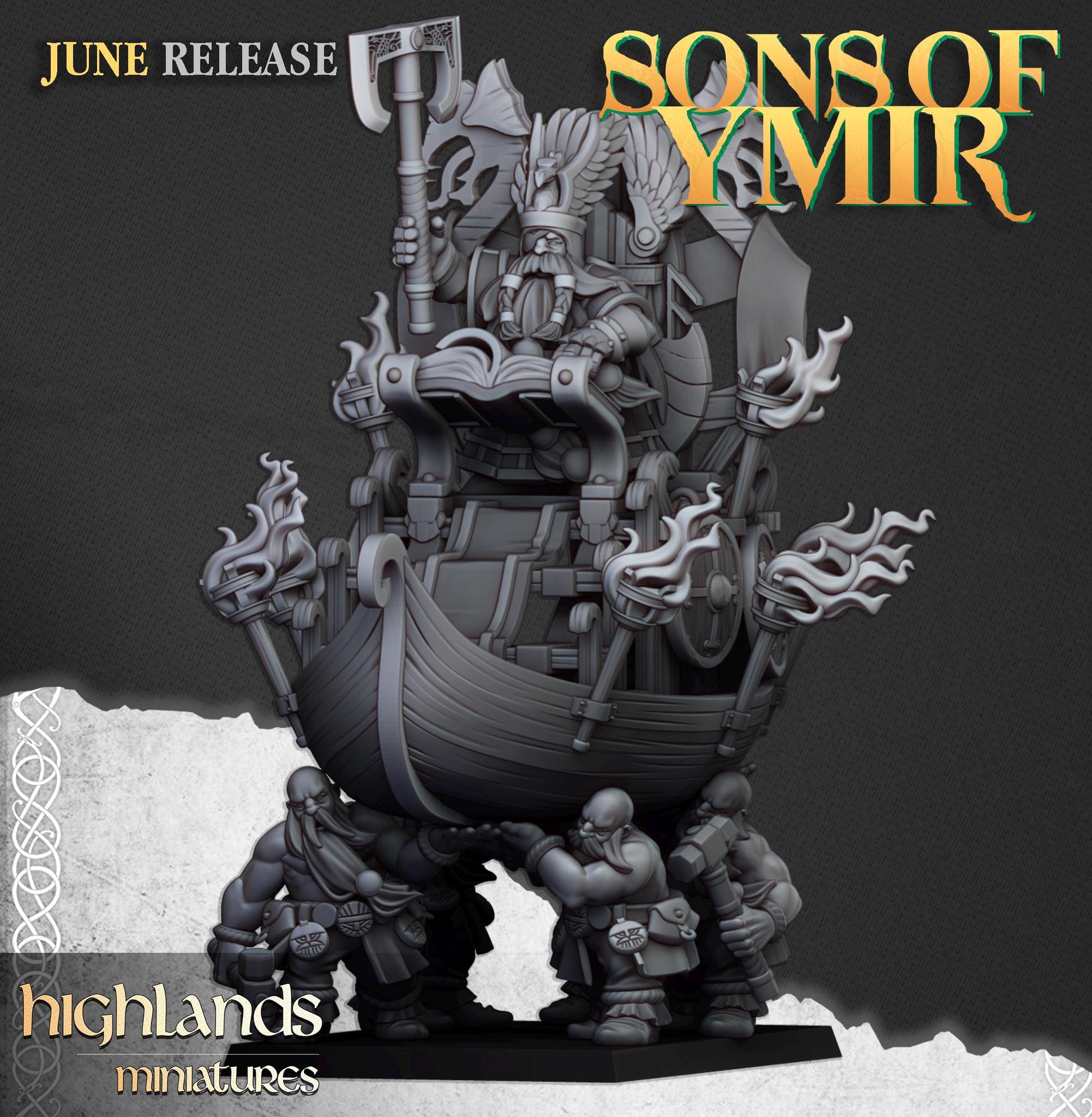 Dwarf King on Throne - in 12k- by Highlands Miniatures