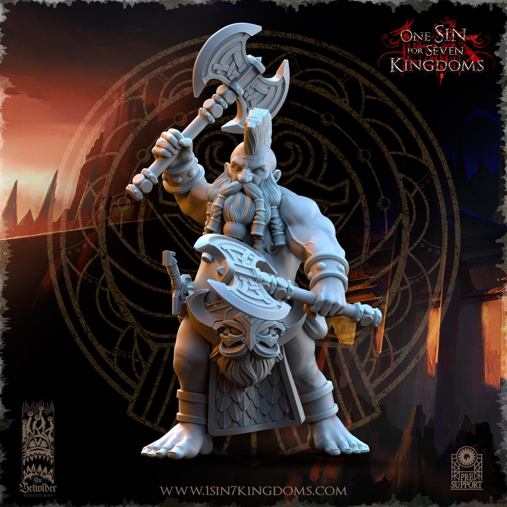 Dwarven Kingdoms Slayers of Molten Core duel axes - in 12k- TheBeholderMiniatures