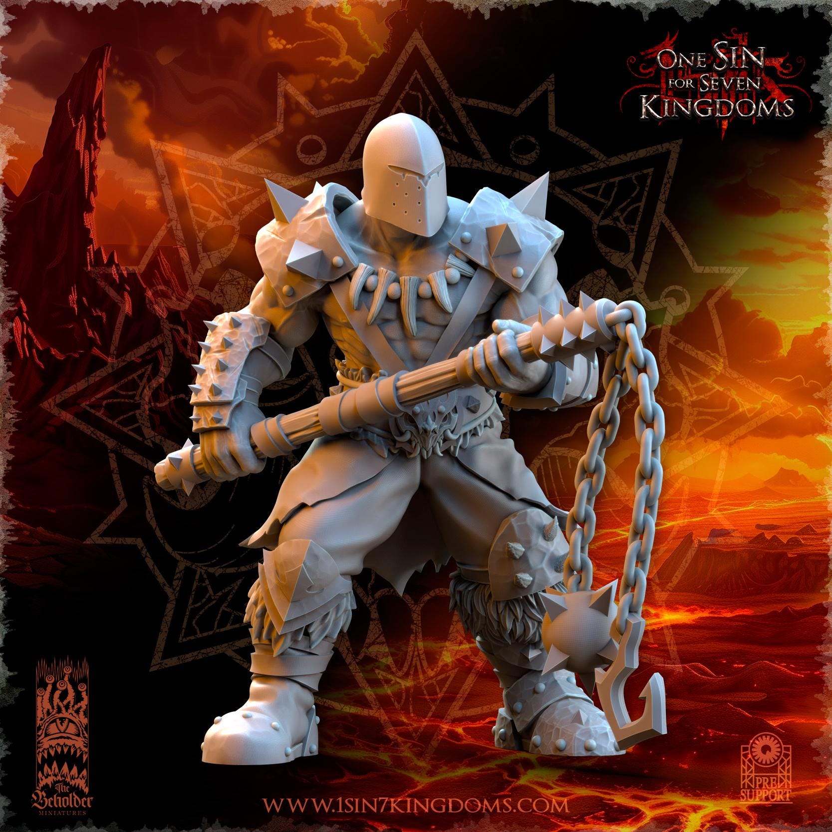 Realms of Mayhem Barbarian Despoilers with Flail - in 12k- by TheBeholderMiniatures