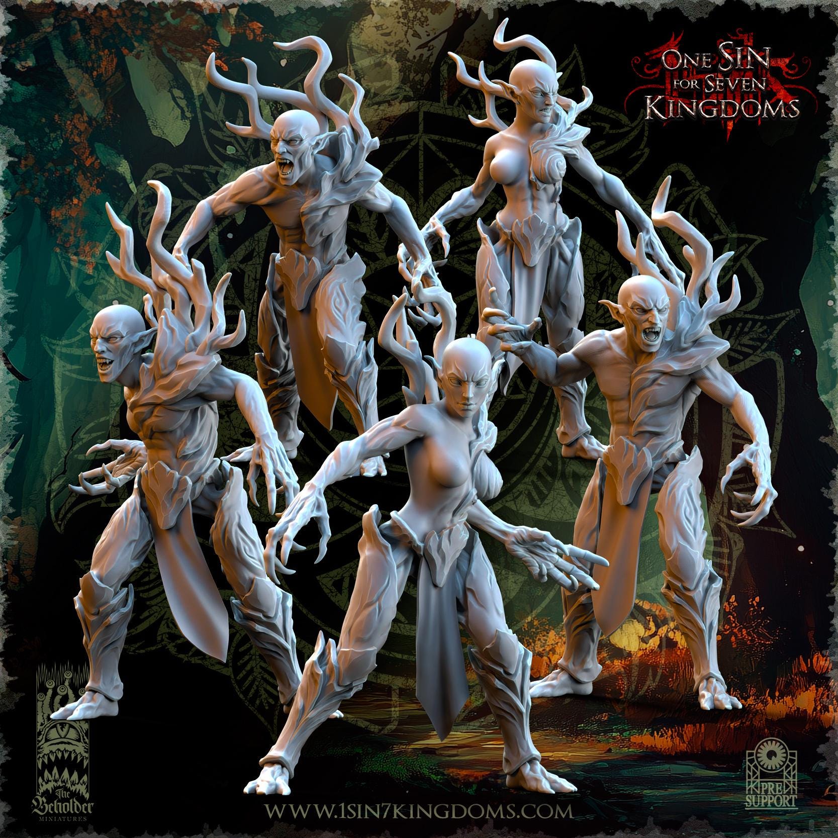 Evergreen Elves Invocations of the Forest - in 12k- by TheBeholderMiniatures
