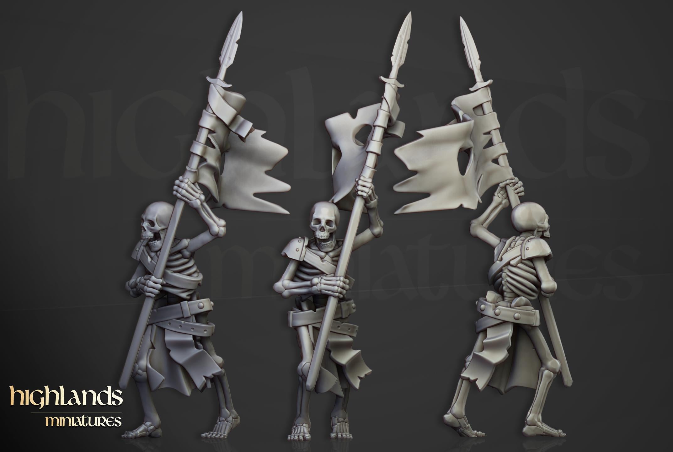 Skeleton Warriors unit spears - in 12k- by Highlands Miniatures