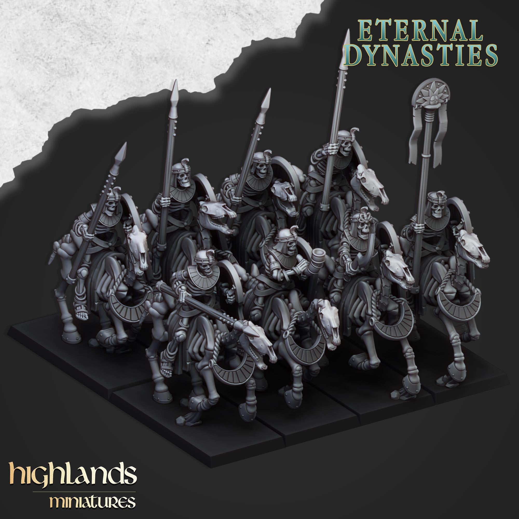 Ancient Skeletal Cavalry with Spears and Bows - in 12k- by Highlands Miniatures
