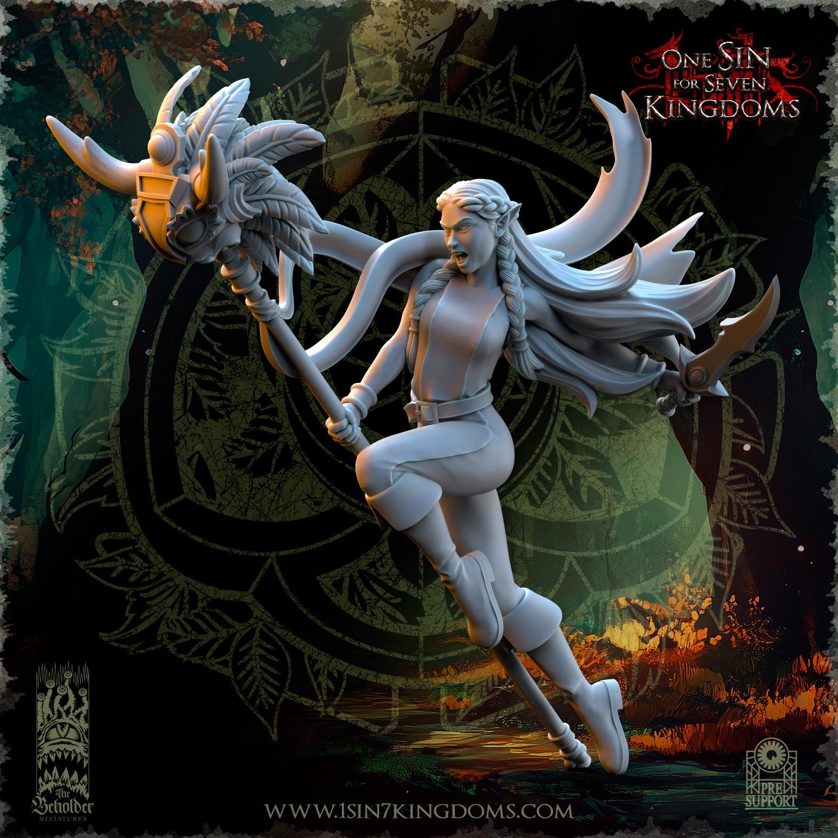 Evergreen Elves Death Dancers Command Group  - in 12k- by TheBeholderMiniatures