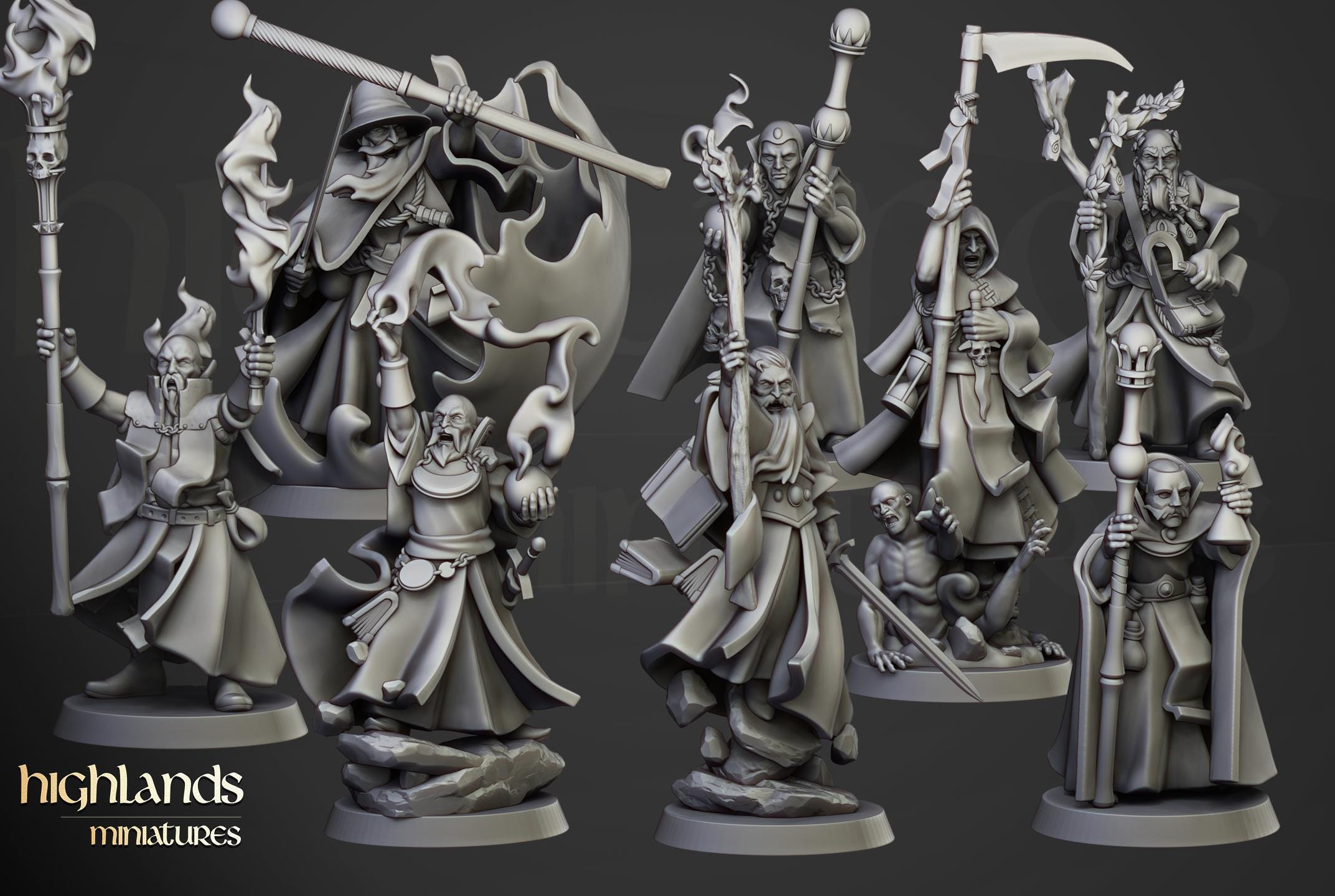 Houses of Magic - Wizards of the Empire of Sun - 8 models - in 12k- by Highlands Miniatures