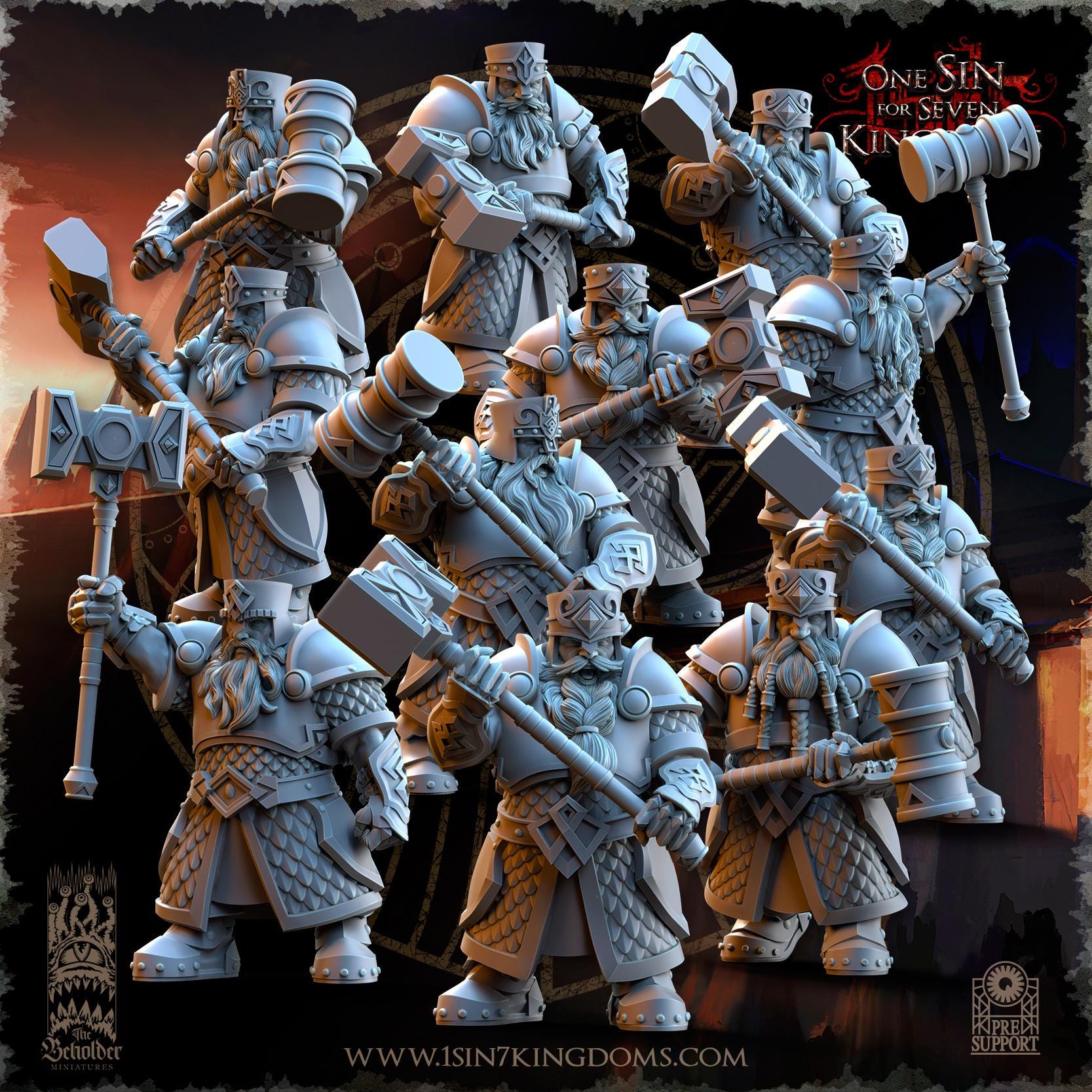 Dwarven Kingdoms Hammer Brotherhood Warriors - in 12k- by TheBeholderMiniatures
