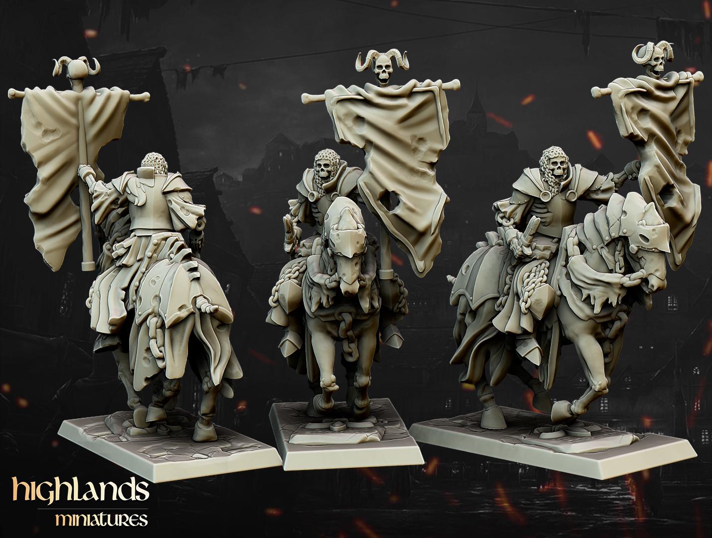 Undead Dark Knight Command Group - in 12k- by Highlands Miniatures