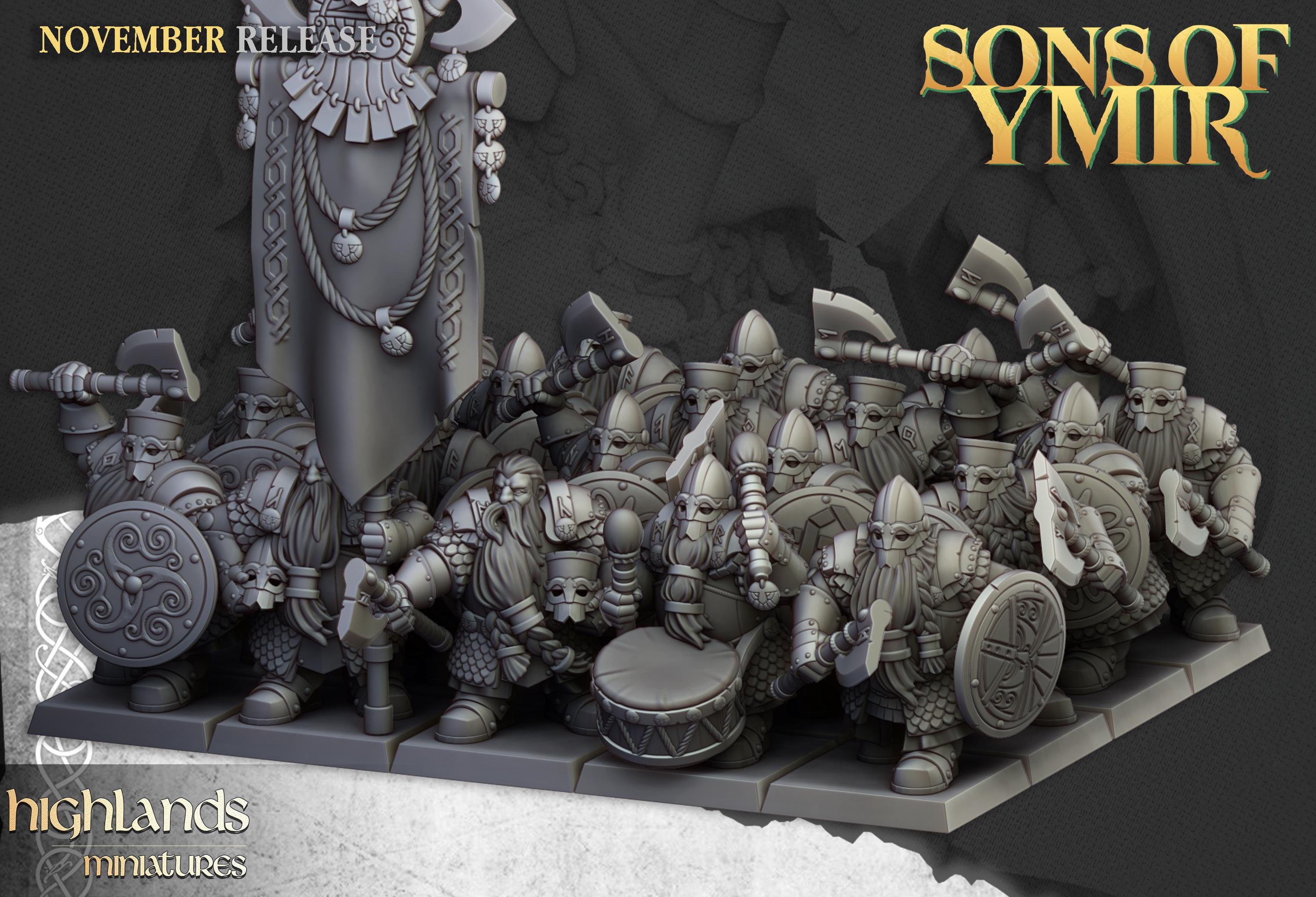 Dwarf Huscarls Unit - in 12k- by Highlands Miniatures