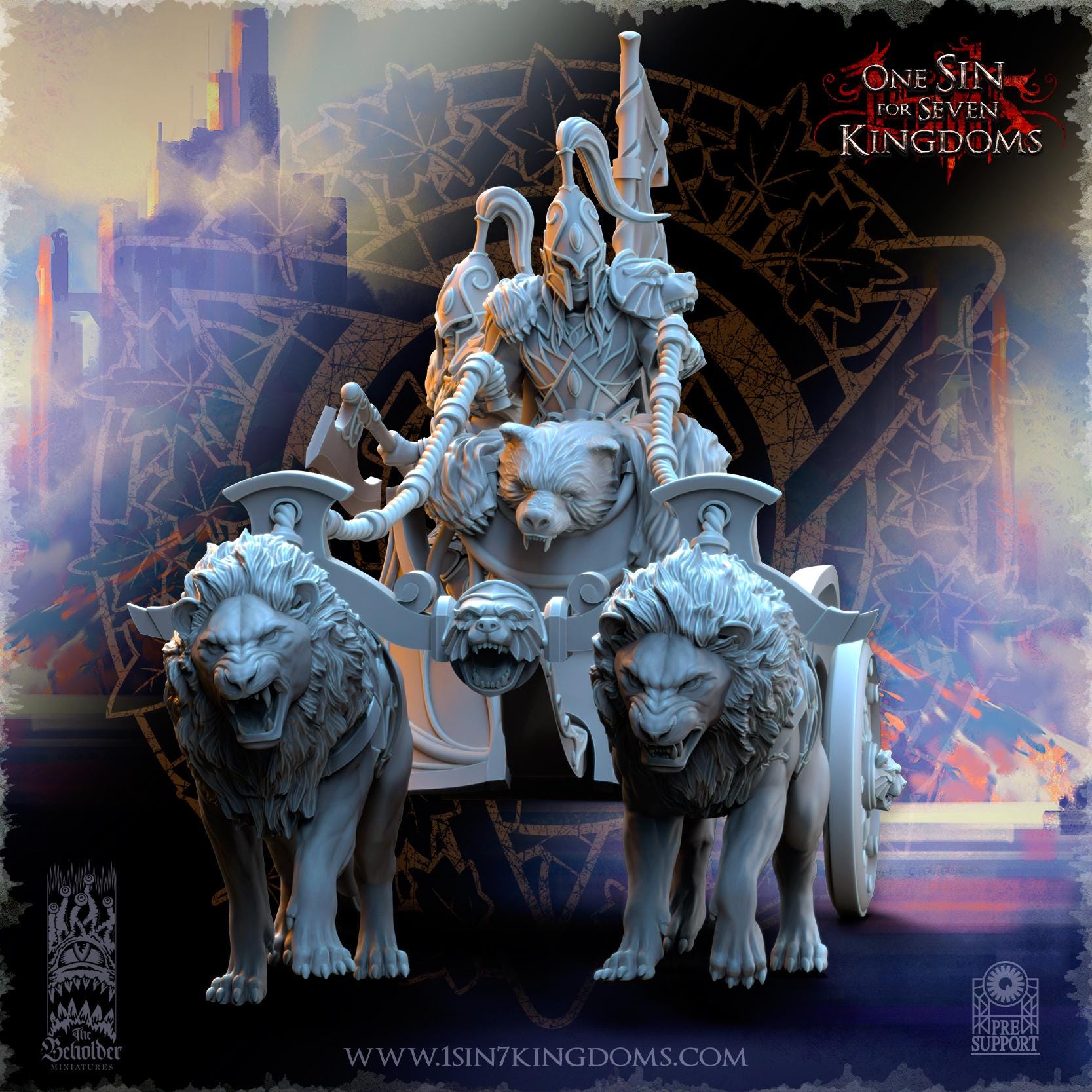 Silvermoor Elves Bear Guardians Chariot - in 12k- by TheBeholderMiniatures