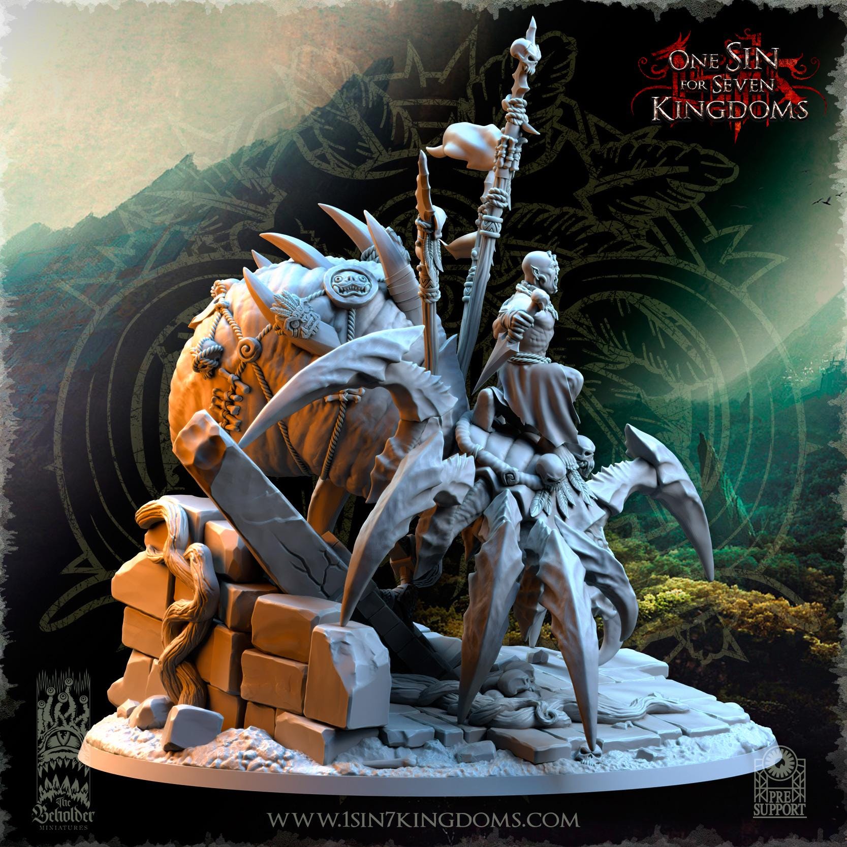 Salanaar Shaman Spider Rider  - in 12k- by TheBeholderMiniatures