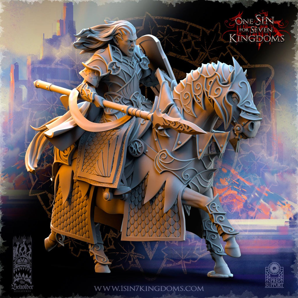 Polomhir, Silvermoor Elves Commander on Horse - in 12k- by TheBeholderMiniatures