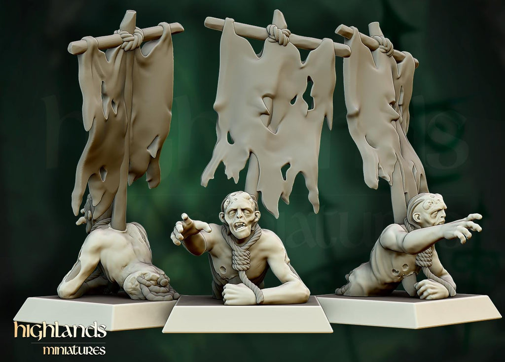 Zombie Command Group  - in 12k- by Highlands Miniatures