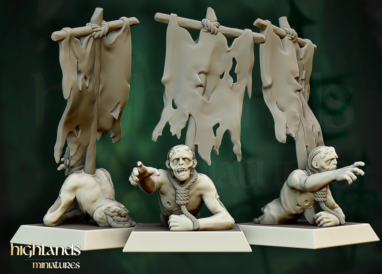 Zombie Command Group  - in 12k- by Highlands Miniatures