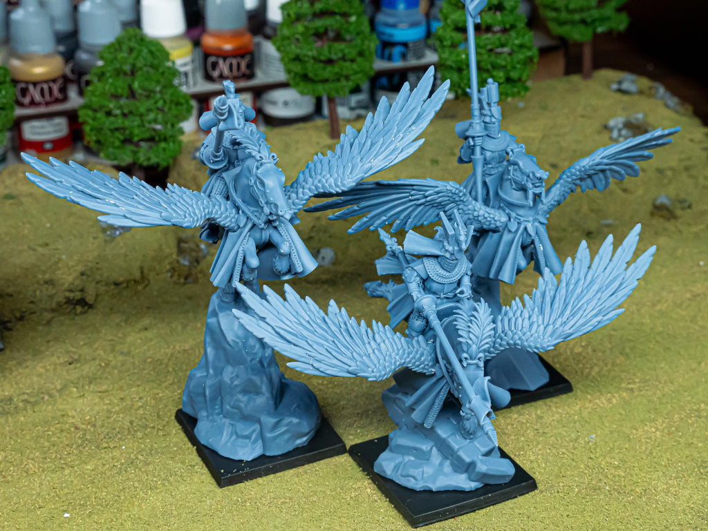 Gallia Knights on Pegasus - in 12k- by Highlands Miniatures
