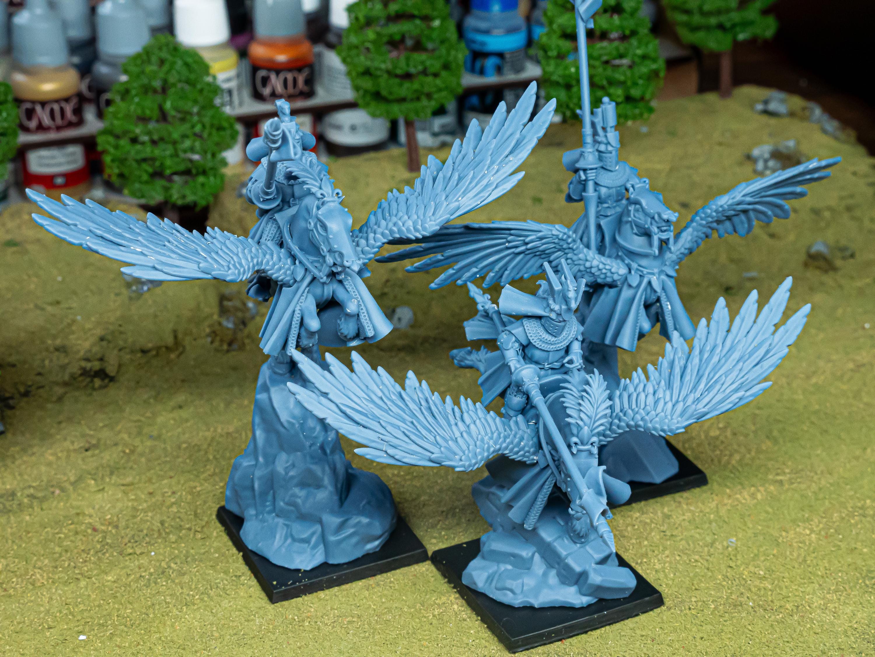 Gallia Knights on Pegasus - in 12k- by Highlands Miniatures