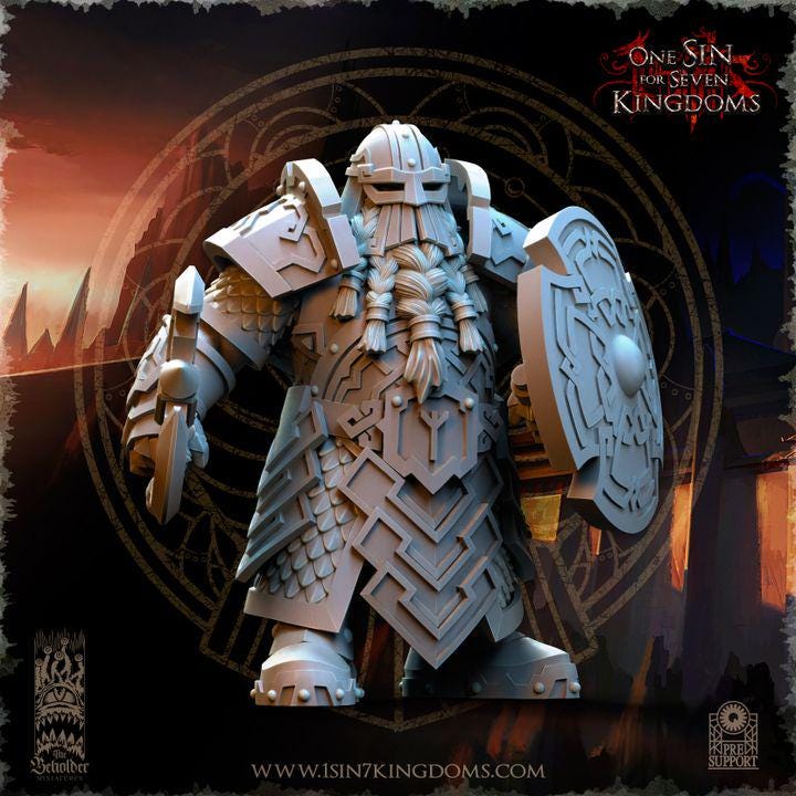 Dwarven kingdom iron head warriors - 12k  by TheBeholderMiniatures