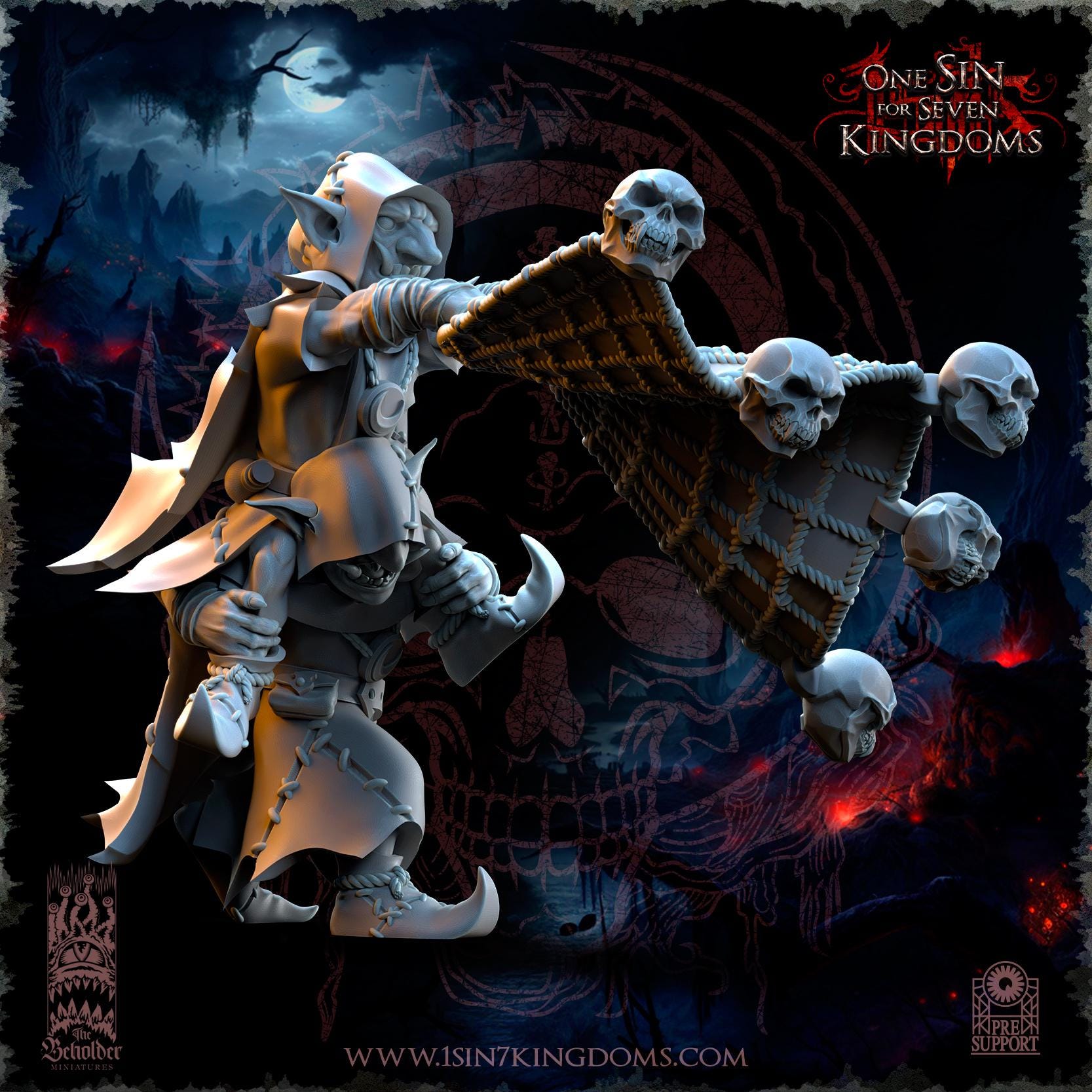 The Black Horde Goblins Skull Net Throwers - in 12k- by TheBeholderMiniatures
