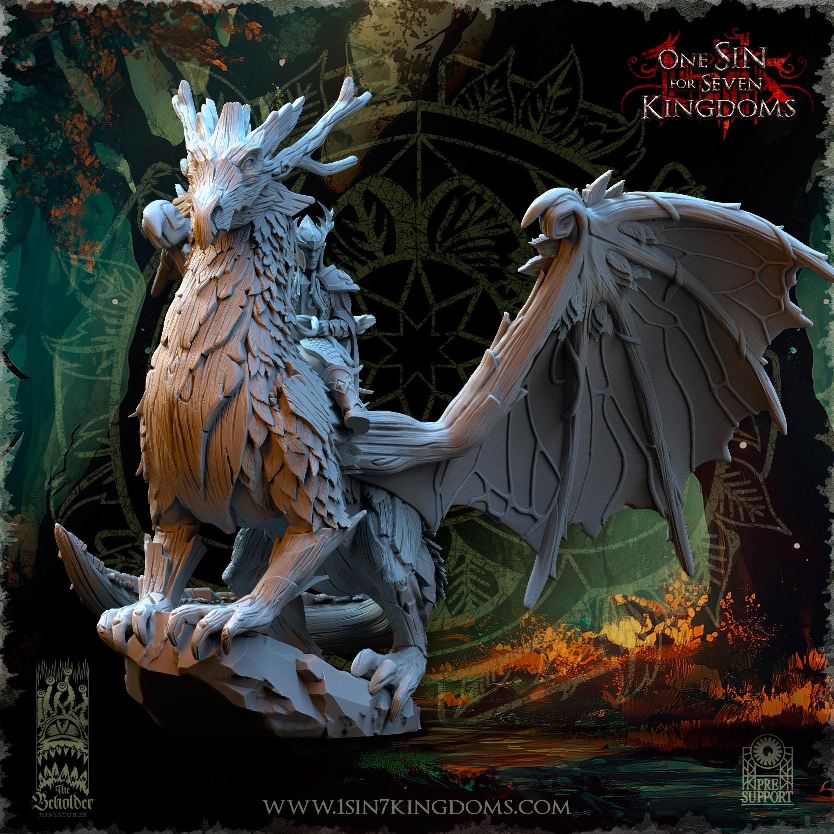 Evergreen Elves Forest Dragon - in 12k by TheBeholderMiniatures