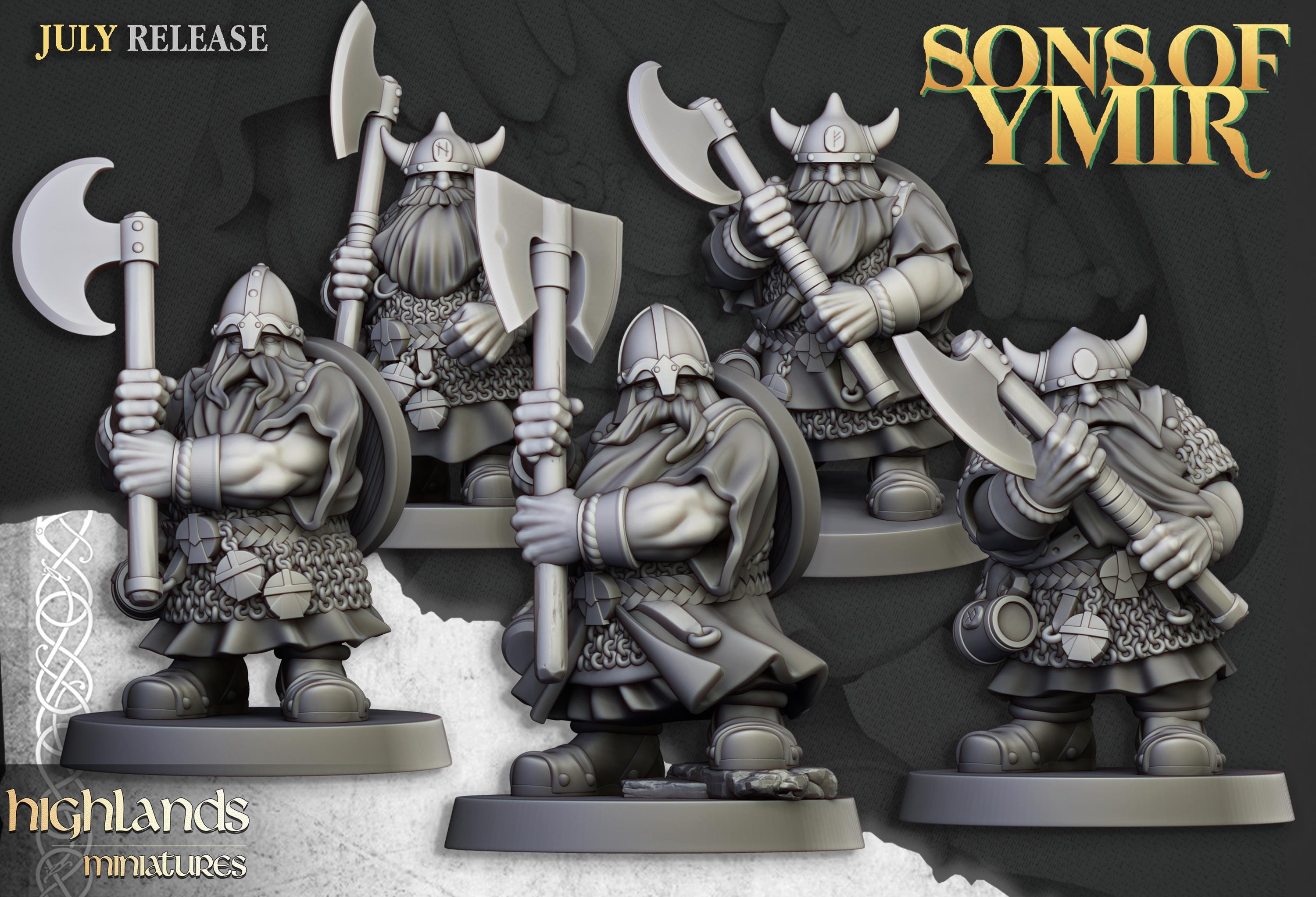 Dwarfs Warriors with Two Handed Weapons  - in 12k- by Highlands Miniatures