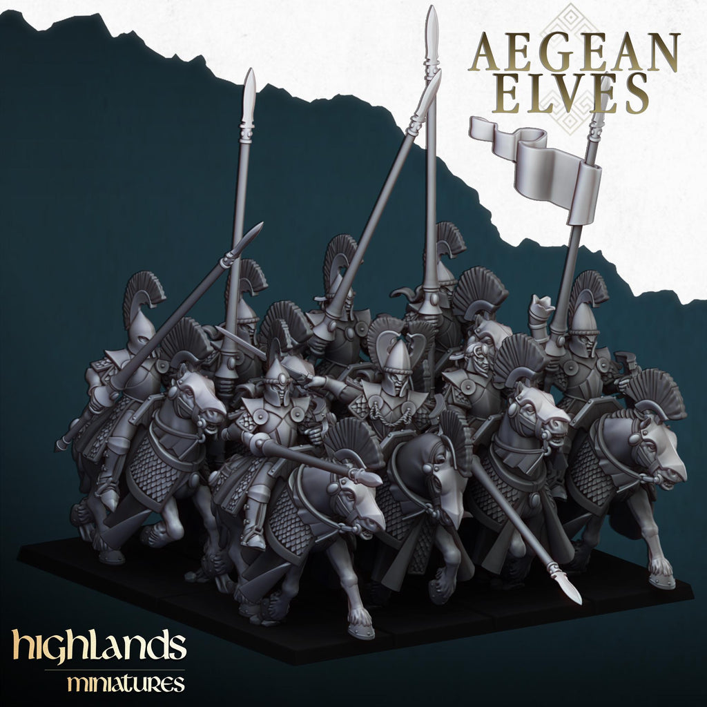 Aegean Elves Mounted Lances  - in 12k- by Highlands Miniatures
