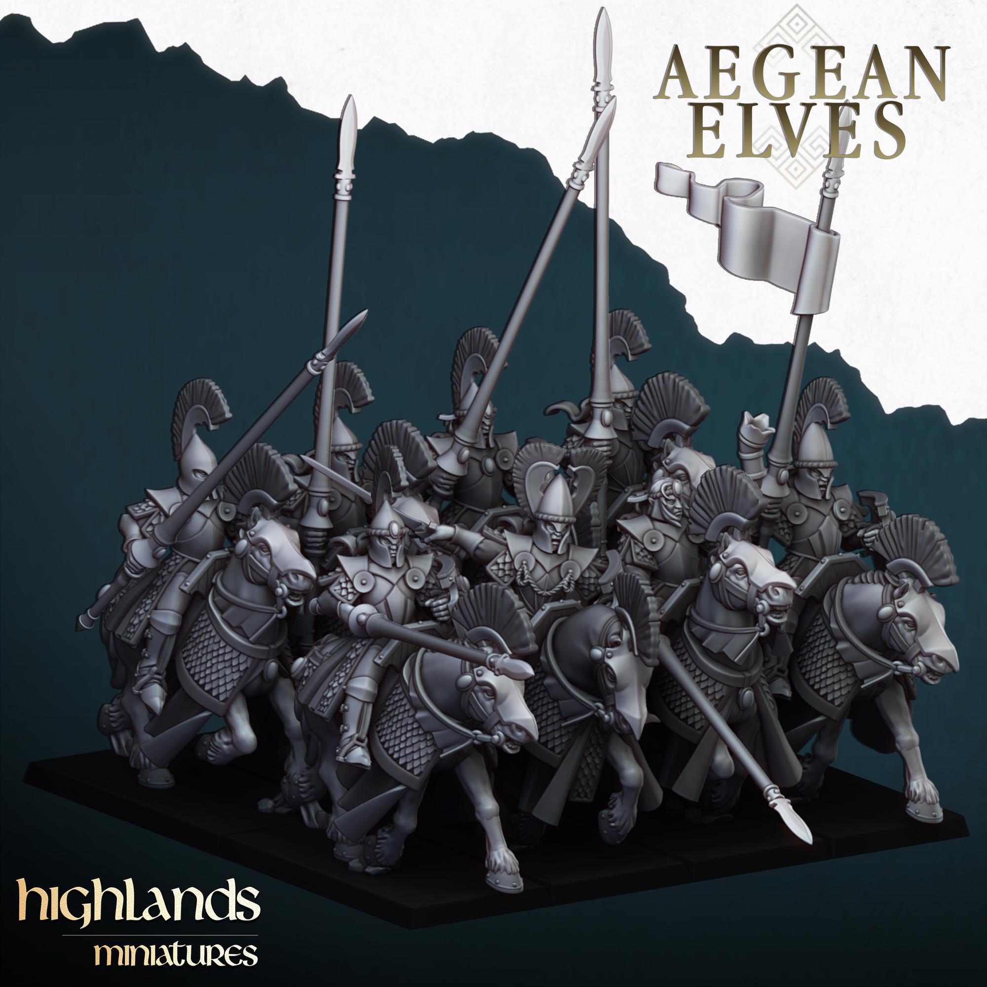 Aegean Elves Mounted Lances  - in 12k- by Highlands Miniatures