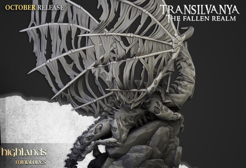 Vampire Lady on Zombie Dragon  - in 12k- by Highlands Miniatures