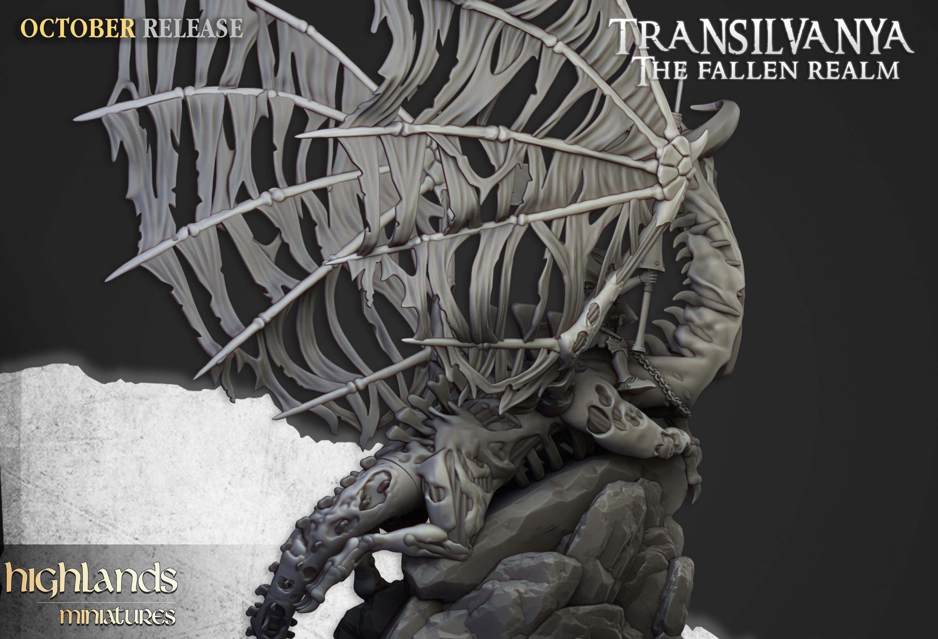 Vampire Lady on Zombie Dragon  - in 12k- by Highlands Miniatures