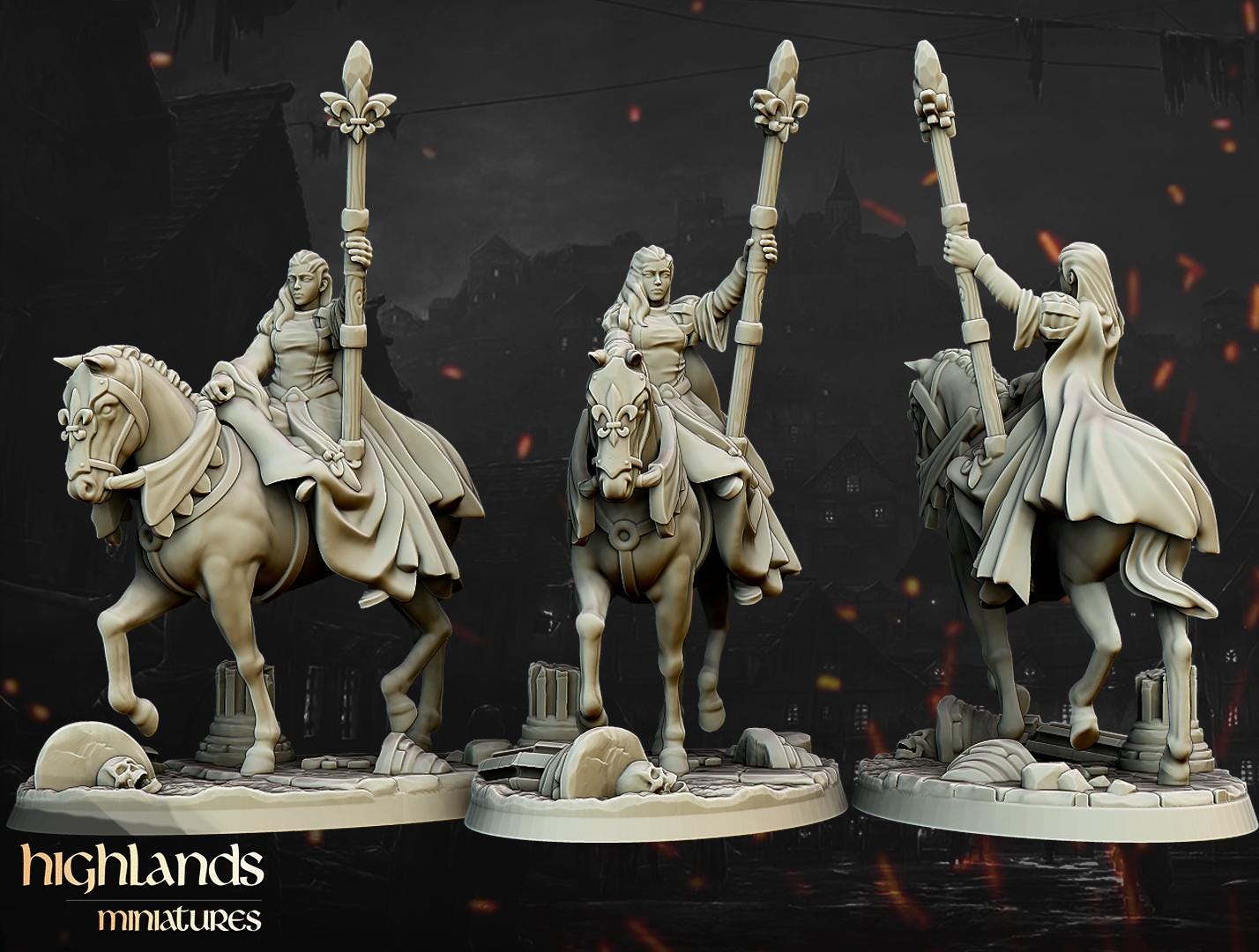 Damsel of the Lady - 2 models - in 12k- by Highlands Miniatures