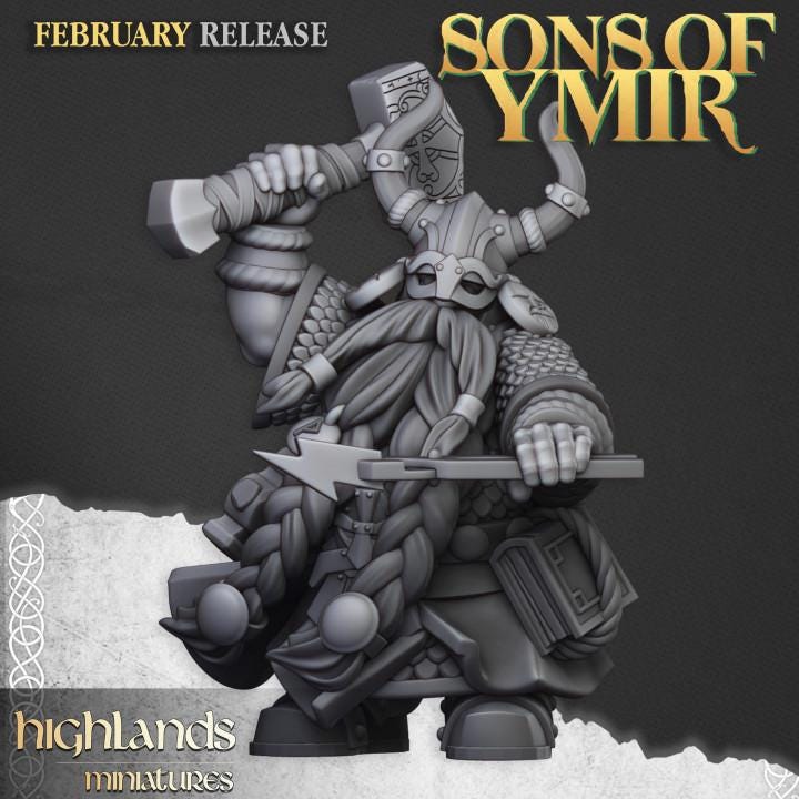 Ancient Dwarf Forge and Great Dwarf Runemaster - in 12k- by Highlands Miniatures