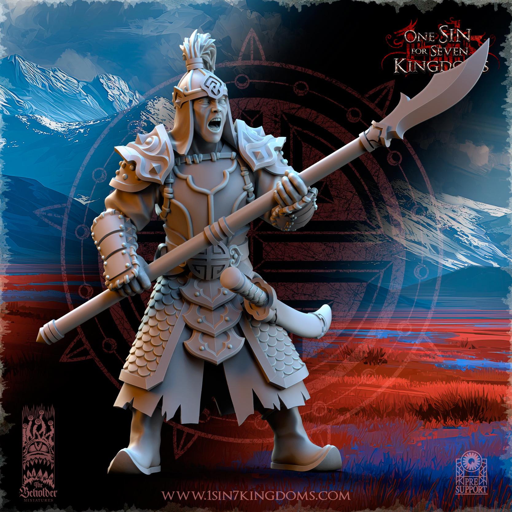 Astarii Dynasty Warriors spearmen in 12k by TheBeholderMiniatures