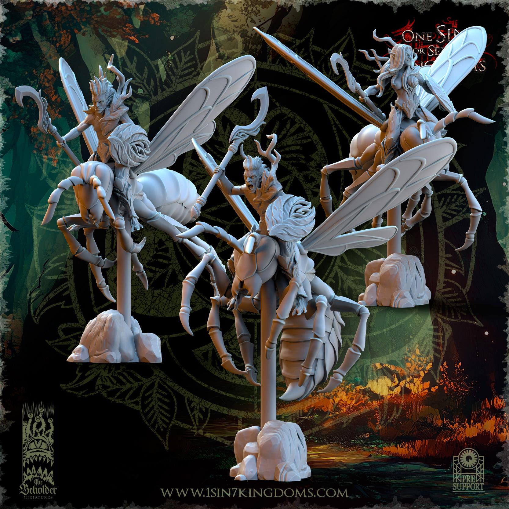 Evergreen Elves Spirits of the Forest Riders- in 12k- by Beholder TheBeholderMiniatures