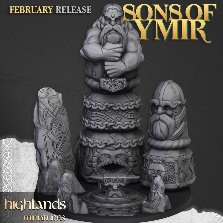 Ancient Dwarf Forge and Great Dwarf Runemaster - in 12k- by Highlands Miniatures