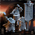 Dwarven Kingdoms Ironheads Warriors Command Group - in 12k- by TheBeholderMiniatures