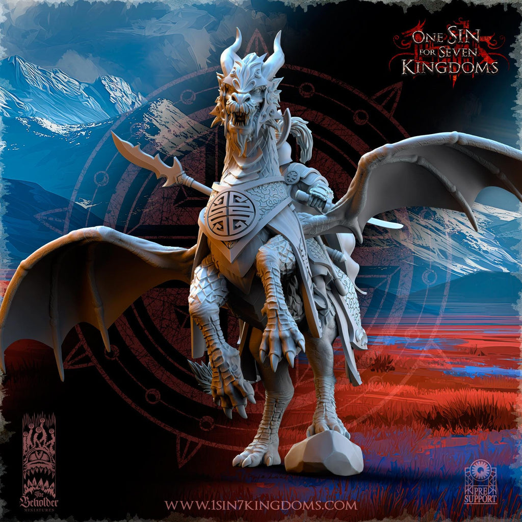 Hayoran, Warlord on Imperial Dragon Horse - 12k by TheBeholderMiniatures
