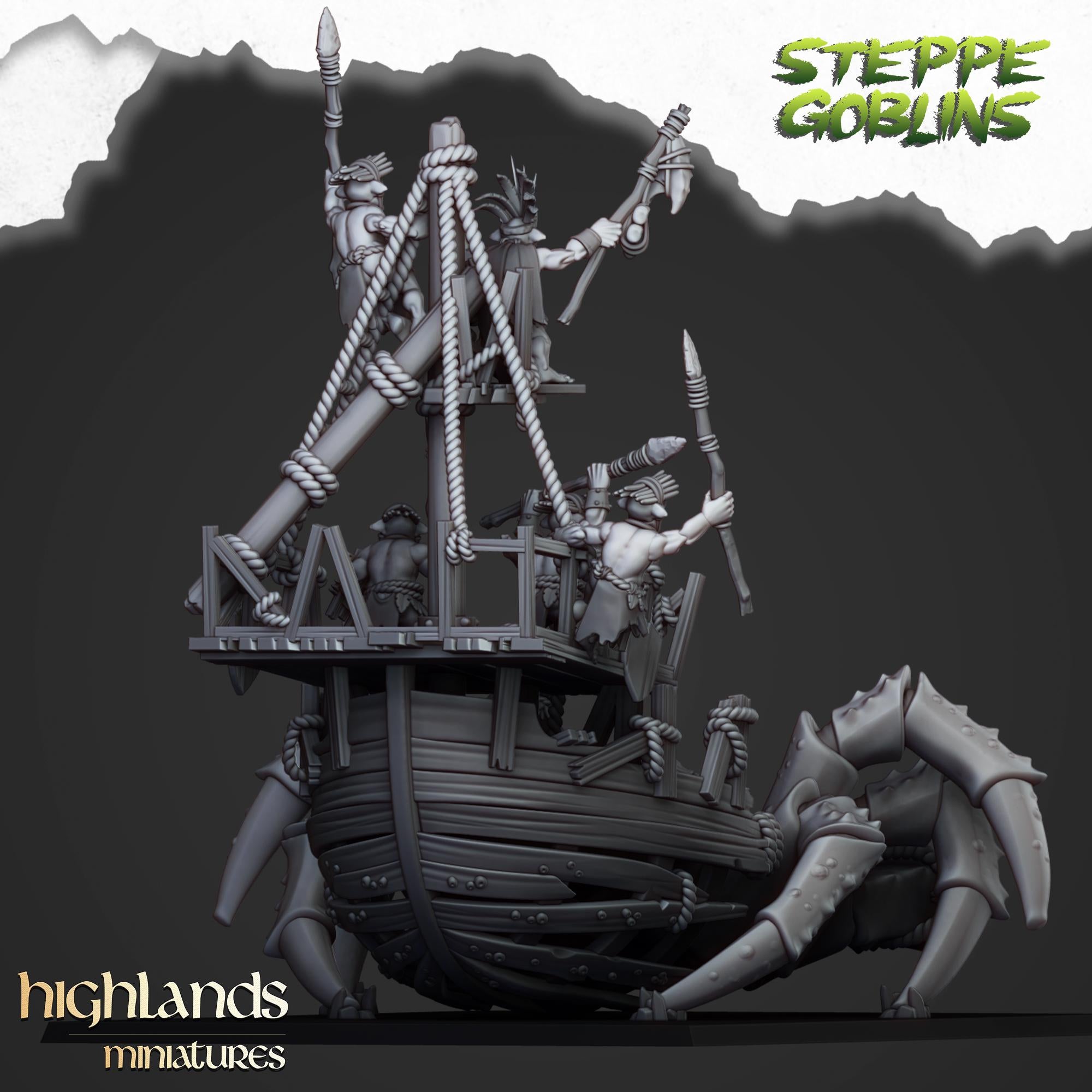 Mounted Coast Goblins on Giant Crab - in 12k- by Highlands Miniatures