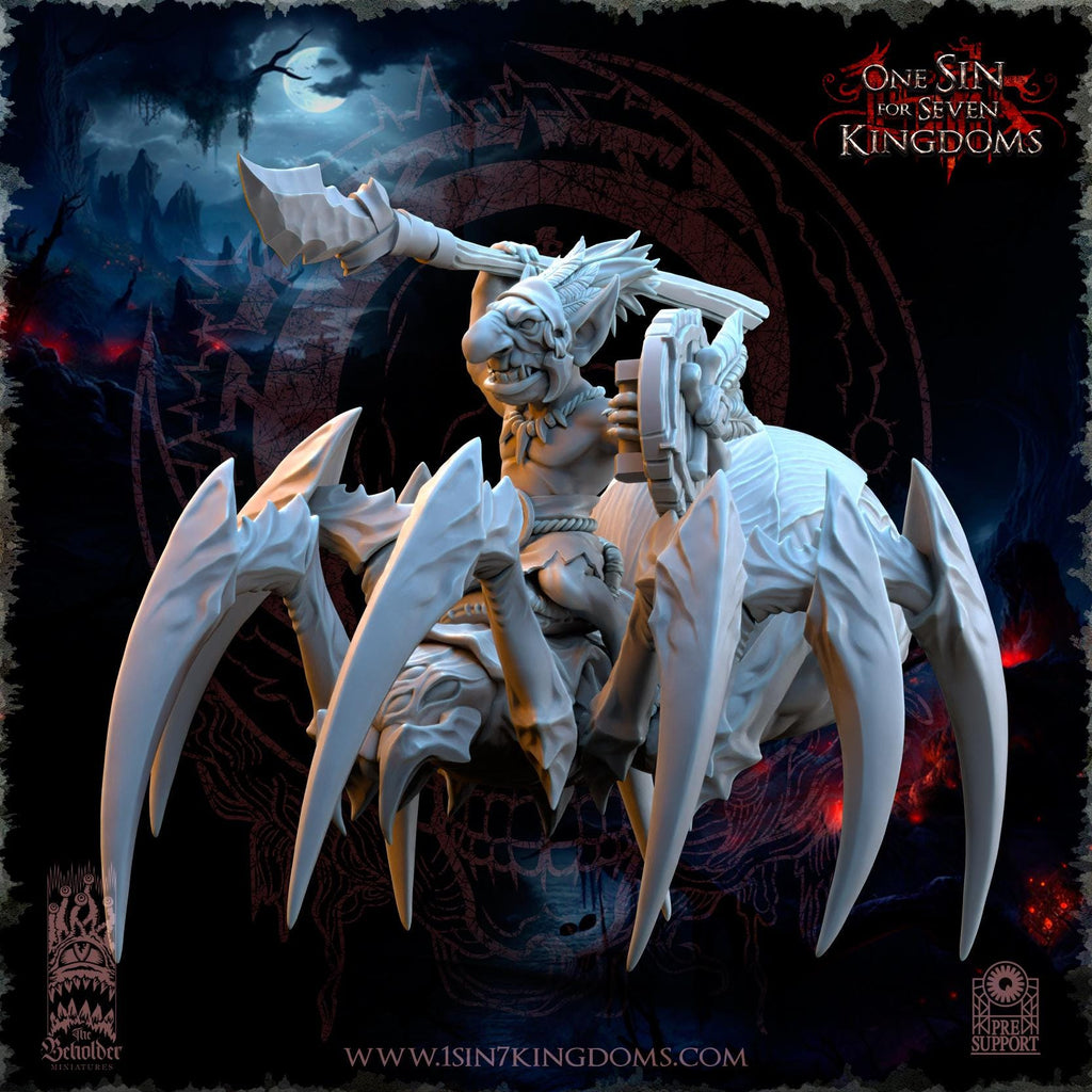 The Black Horde Goblins Jungle Spider Riders- in 12k by TheBeholderMiniatures