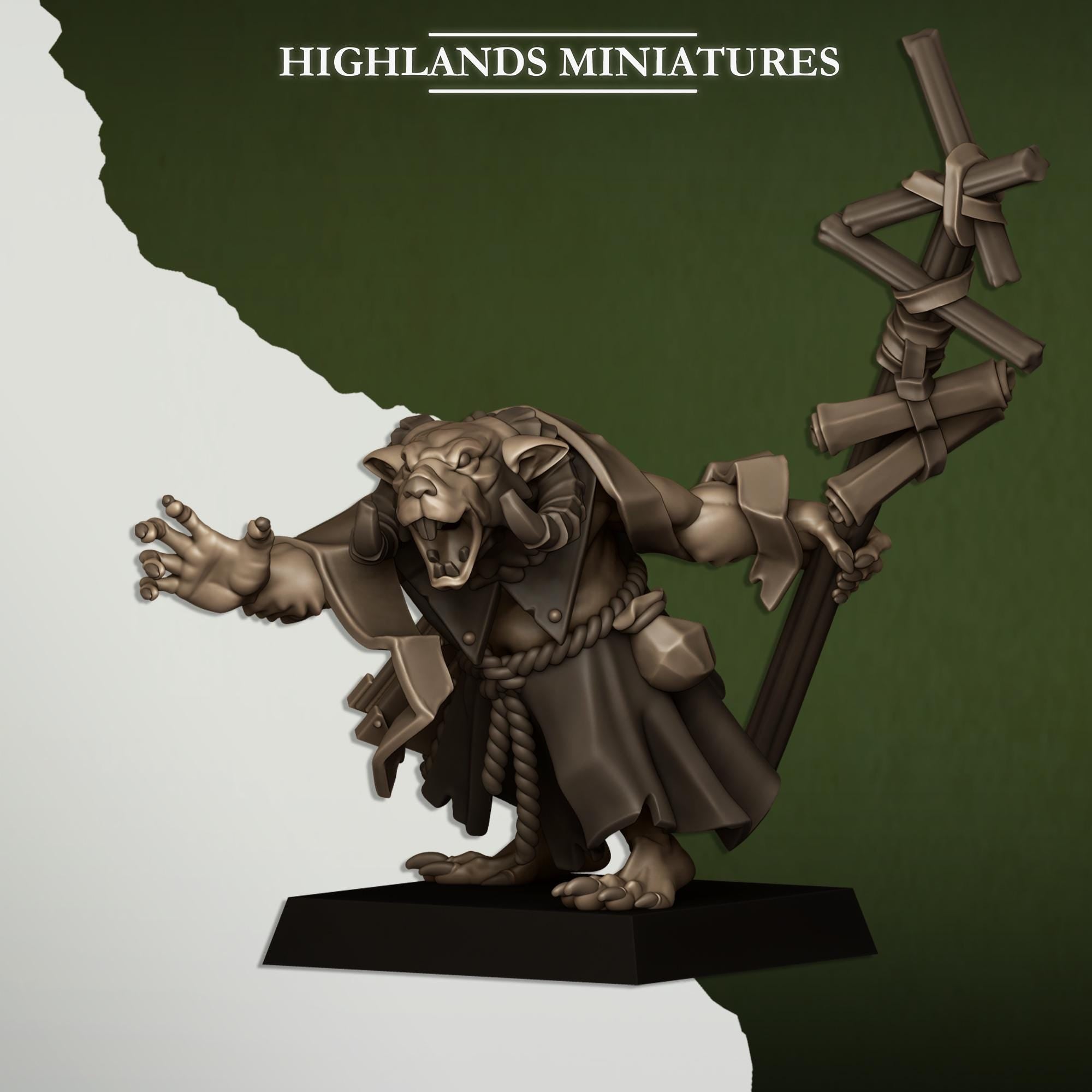 Sewer Vermin Warlock  - in 12k- by Highlands Miniatures