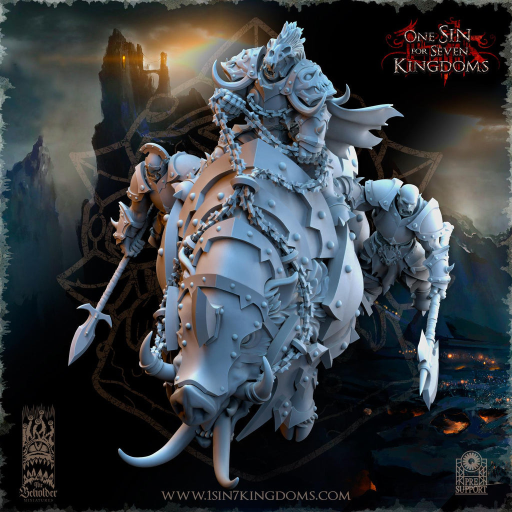 Khur Gann Nestah Warlord on Warbringer Boar  - in 12k- by TheBeholderMiniatures