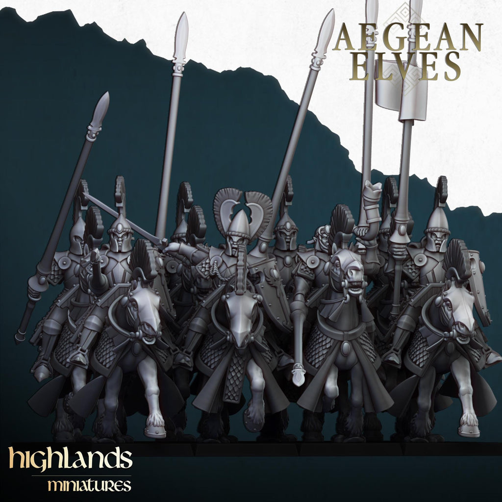 Aegean Elves Mounted Lances  - in 12k- by Highlands Miniatures