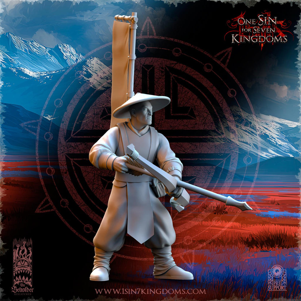 Astarii Dynasty Peasant Militia Archers Command Group - in 12k- by TheBeholderMiniatures