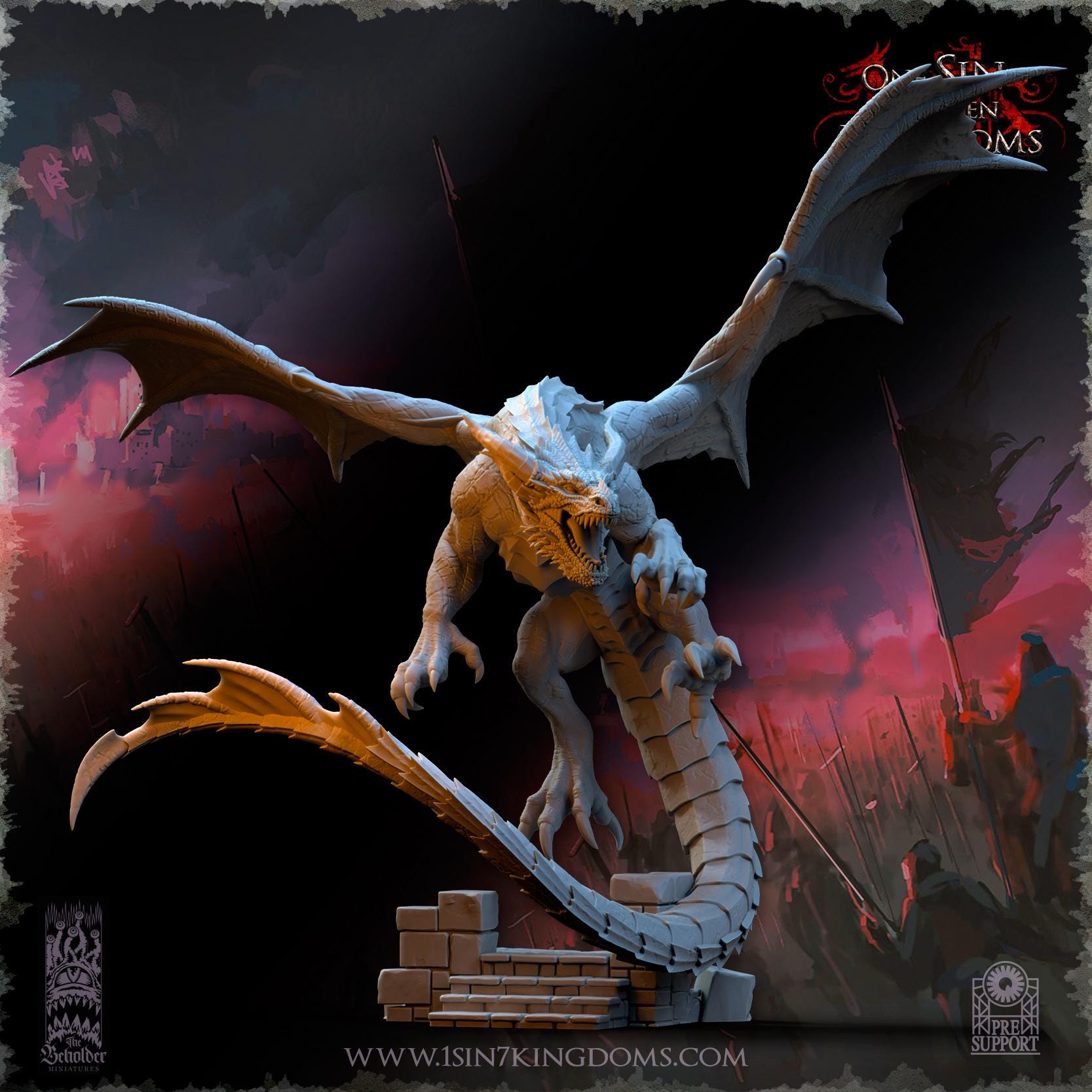 Wuthang, the Wasteland Dragon- in 12k- by TheBeholderMiniatures