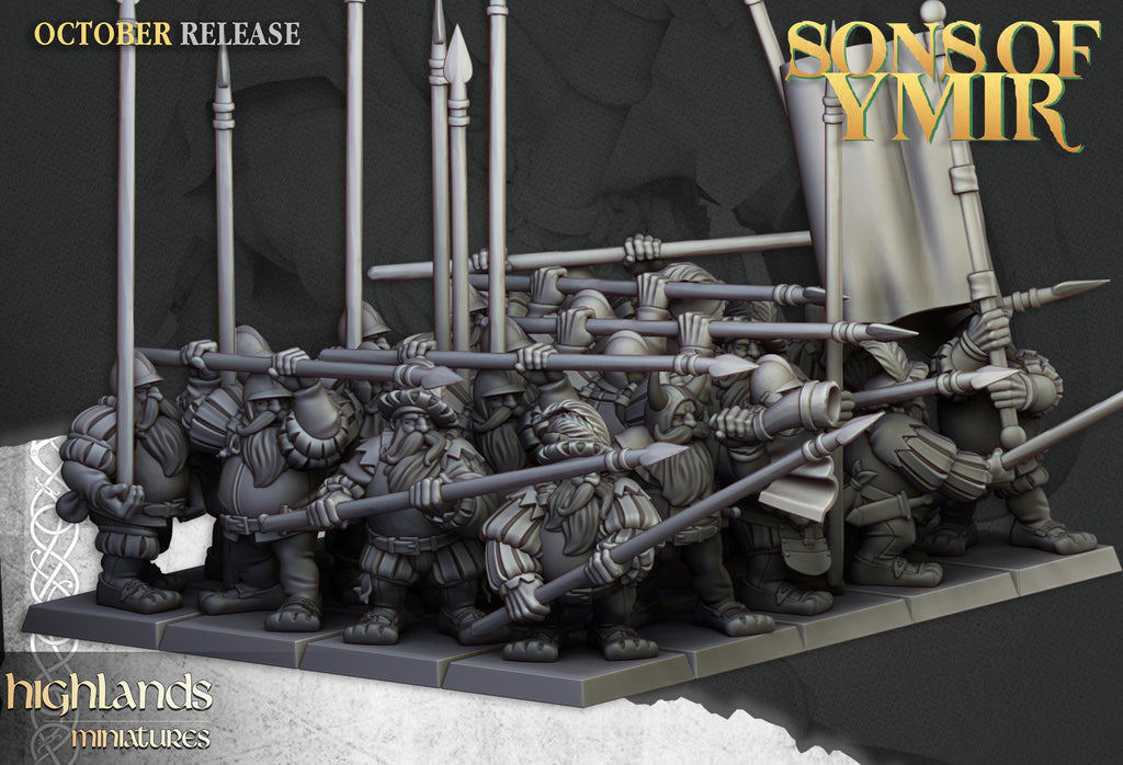 Dwarf Pikemen Unit  - in 12k- by Highlands Miniatures