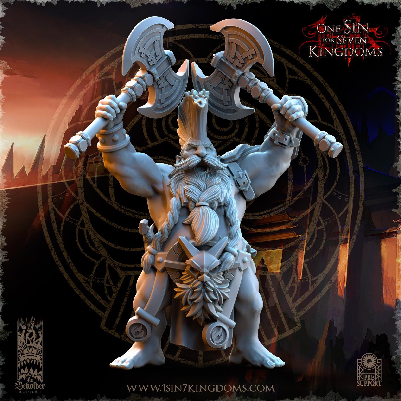 Dwarven Kingdoms Slayers of Molten Core Command Group - in 12k- by TheBeholderMiniatures