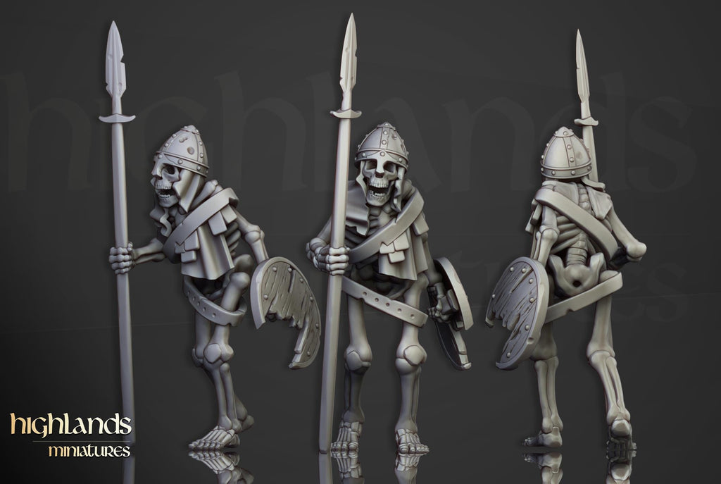 Skeleton Warriors unit spears - in 12k- by Highlands Miniatures
